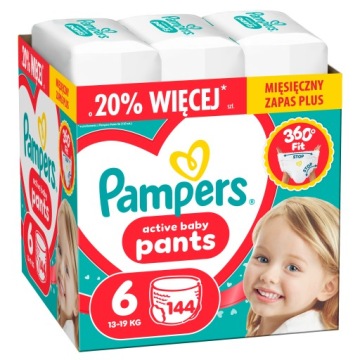 PAMPERS Штани Трусики-підгузки Розмір 6 144 + 6 шт. у подарунок 14-19 кг