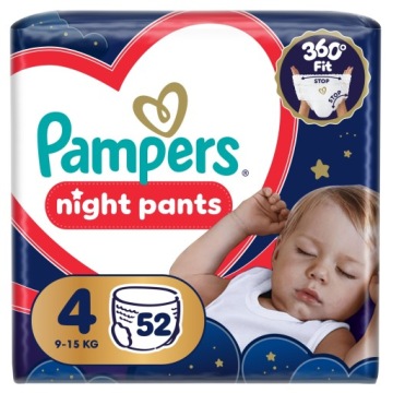 Pampers Night Штани Трусики-підгузки на ніч Розмір 4, 52 шт., 9 кг-15 кг