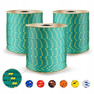 LINA POLIPROPYLENOWA Żeglarska uniwersalna trwała 6mm zielona linka 50mb