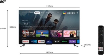 Телевизор QLED 50 дюймов TCL 50C645 GoogleTV Smart UHD 4K HDR10