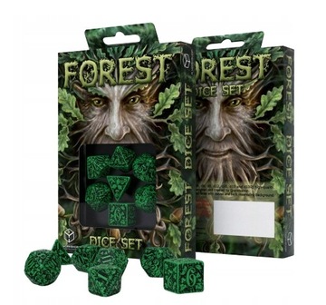 Q-WORKSHOP Kości RPG Komplet leśny - Zielono-czarny Dżungla