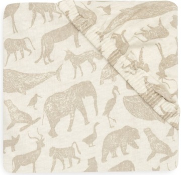 Jollein Простирадло на резинці 40/50 × 80/90 см Animals Nougat