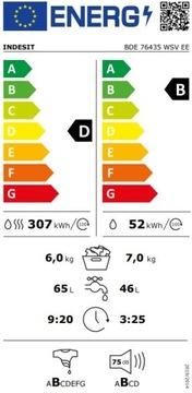 ИНДЕЗИТ | Стиральная машина с сушилкой | BDE 76435 WSV EE | Энергоэффективность