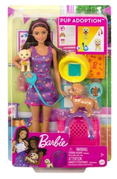 Barbie Zestaw Adopcja piesków + lalka HKD86