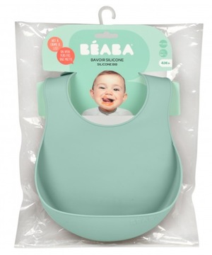 Beaba Силиконовый нагрудник с карманом Шалфейный зеленый