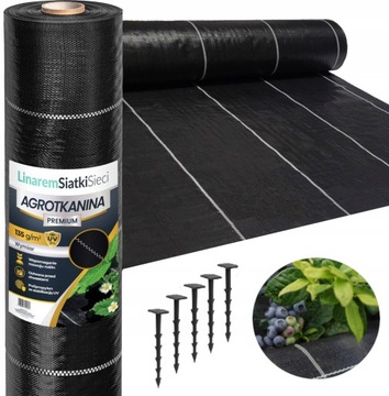 AGROTKANINA 135G 1,1x50m PREMIUM UV 3% AGROWŁÓKNINA CZARNA MATA KOŁKI