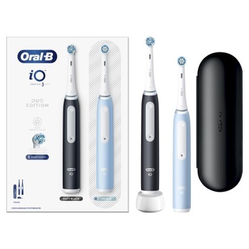 Oral-B iO 3 Duo Matt Black + Ice Blue iO3 Szczoteczki magnetyczne + ETUI