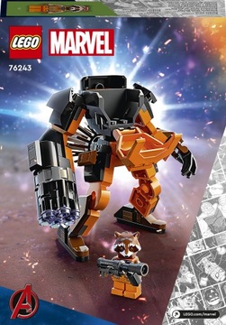 LEGO 76243 Marvel Mechaniczna zbroja Rocketa Figurka Avengers
