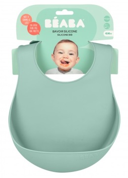 Beaba Силиконовый нагрудник с карманом Шалфейный зеленый