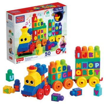 MEGA BLOKS музичний потяг зі звуком конструктор з літерами для малюка