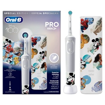 Орал-Б | Vitality PRO Kids Disney 100 | Электрическая зубная щетка в дорожном футляре