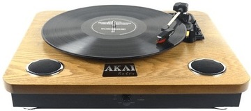 DREWNIANY GRAMOFON Z GŁOŚNIKAMI RETRO AKAI ATT-09