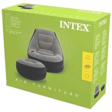 Одинарное надувное кресло Intex 102x137 Intex 68564 + ПУФ ПОДНОГКИ