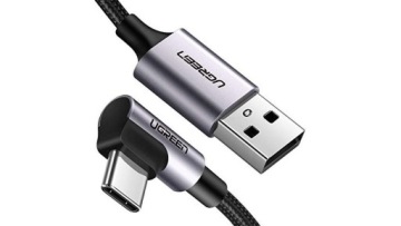 UGREEN СИЛЬНЫЙ КАБЕЛЬ USB USB-C ТИП C УГЛОВОЙ КАБЕЛЬ 90 ГРАДУСОВ QC 3.0 3A 1M