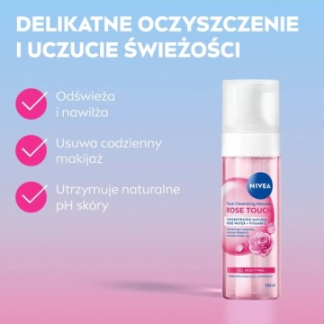 NIVEA Rose Touch очищающая пенка для лица с розовой водой, 150 мл