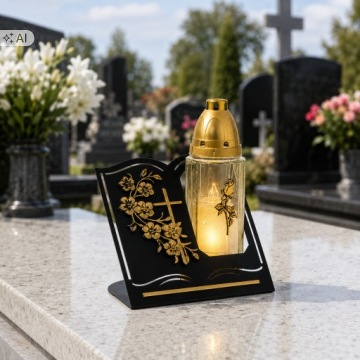 Большая LED свеча Книга Черная Ваза Белая Ламель Золотая На Все Святые