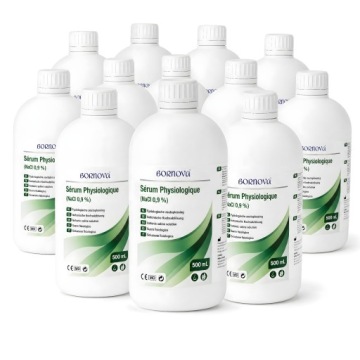Сіль фізіологічна BORNOVA NaCl 0,9% 500 ml, 12 шт. - для носа і інгаляцій