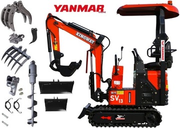 Minikoparka 1200kg SV13 YANMAR eng JOYSTICK Ramię SKRĘTNE 3-cyl Diesel LUX