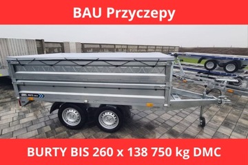 Przyczepka samochodowa dwuosiowa transportowa 260x138 750 kg dmc burta bis