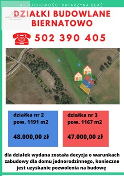 Działka, Biernatowo, 1191 m²