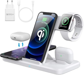 AMZLIFE Bezprzewodowa ładowarka 4 w 1, 15 W Apple Watch , Airpods, iPhone