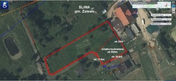 Działka, Śliwa, Zalewo (gm.), 600 m²