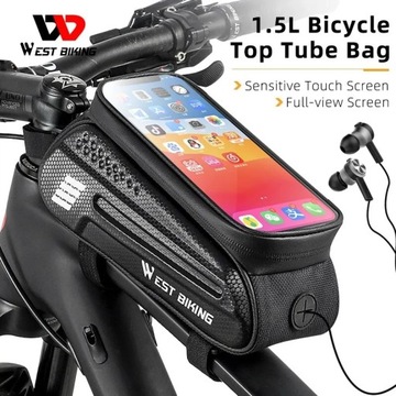 Sakwa torba rowerowa przednia na telefon West biking pojemoność 1,5l