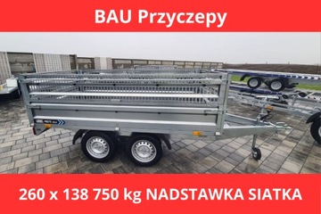 Przyczepka dwuosiowa lekka towarowa GARDEN TRAILER 260x138 cm 750 kg SIATKA