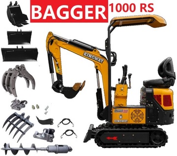 NOWA MINIKOPARKA Ramię Skrętne KINGWAY BAGGER RS 1000 + 3 ŁYŻKI