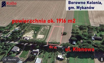 Działka, Borowno, Mykanów (gm.), 1916 m²