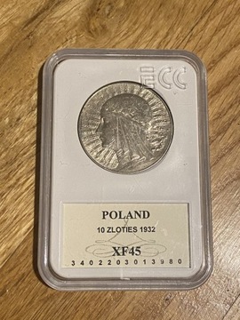 Głowa Kobiety Polonia 10 zł grading ECC XF45