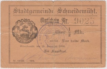 Schneidemühl (Piła), 1/2 Mk, 15.11.1916