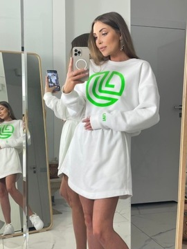 Livi Bluza dresowa Biała  LAVANYA Zielone Logo