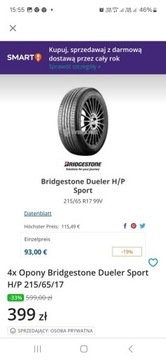 4x Opony Bridgestone Dueler Sport  H/P 215/65/17 