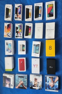 Zestaw 22 pudełek Samsung Nokia LG Sony Redmi