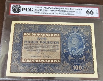 100 marek polskich 1919 IH ser M -PCG 66 EPQ 