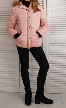 Kurtka zimowa Zara z kapturem różowa 11 lat +