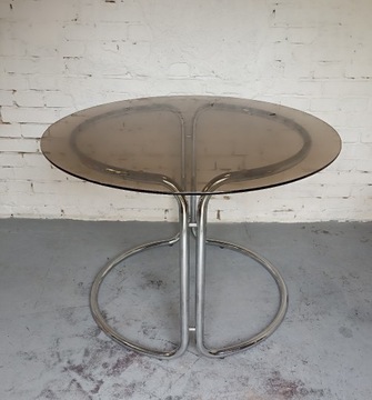 Szklany stół Bauhaus chromowany lata 70