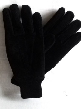 Rękawiczki męskie zamszowe, duże, czarne, miękkie,
