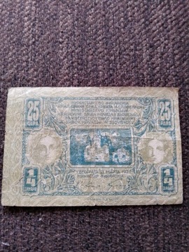 Banknot 25 para 1/4 dinara, Król. SHS, Jugosławia