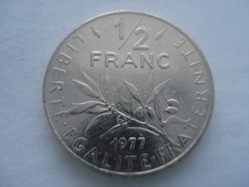 Francja 1/2 franka 1977