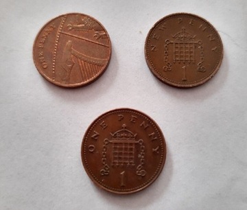 3 x One Penny 1 1971, 2007, 2017