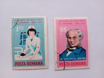 2 znaczki Rumunia Czerwony Krzyż 1976