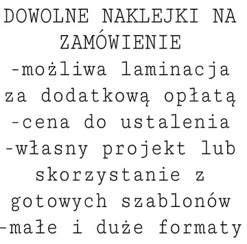 NAKLEJKI NA ZAMÓWIENIE 