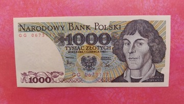 Banknot 1000 zł z 1982r. Seria GG.