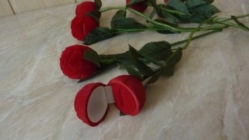 Czerwona róża pudełko na pierścionek 6 szt zestaw