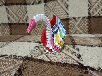 Mini Łabędź Kolorowy Origami Modułowe 3D
