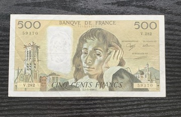 Francja 500 Francs Pascal 1988 AU