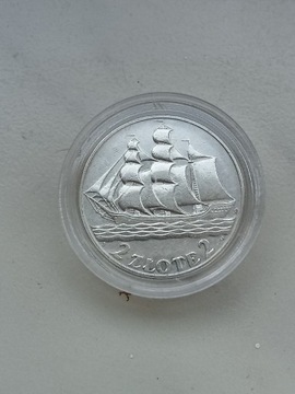 moneta 2 zł 1936 r  Żaglowiec srebro 