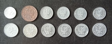 Zestaw 12 monet PRL 1 gr 5 gr 10 gr od 1949